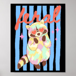 Summer Preppy Feral Racoon Pastel E Poster