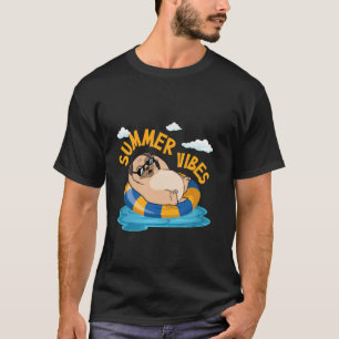 Summer Pug Lover Pool Funny Swimming Float Dog Dad T-Shirt