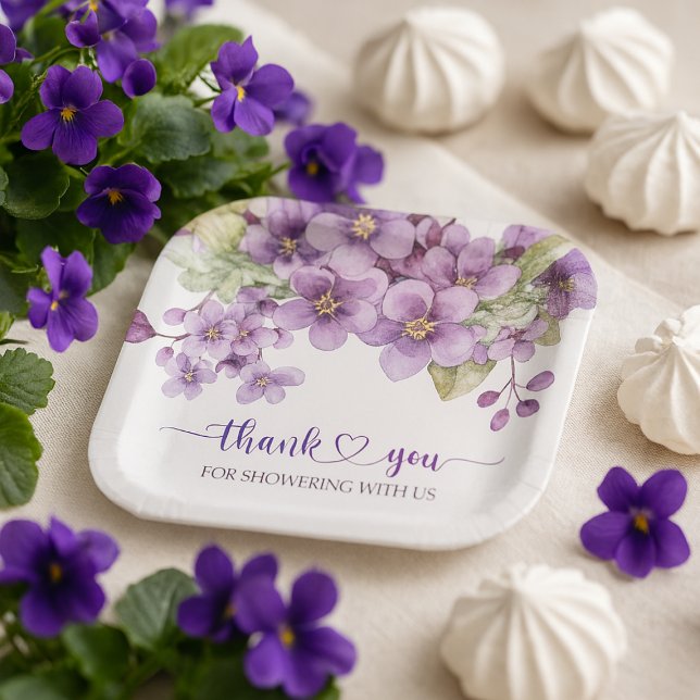 Summer Purple Delicate Violet Flowers Thank You Paper Plate (Summer Purple Delicate Violet Flowers Thank You Paper Plates)