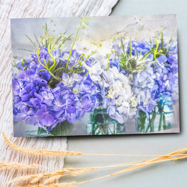 Summer Purple Hydrangeas Mason Jars Blank Inside (Perfect for heartfelt messages, birthdays, and thank you notes alike.)