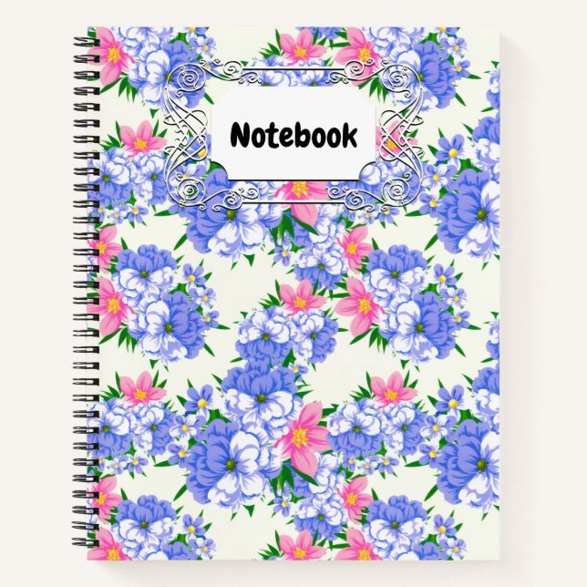 Summer Purple Pink Floral Garden Watercolor Notebook (Front)