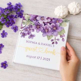 Summer Purple Violet Flowers Baby Shower Guest Book
