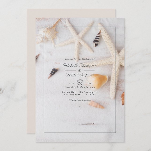 Summer QR Code RSVP Beach Wedding Invitation (Front/Back)