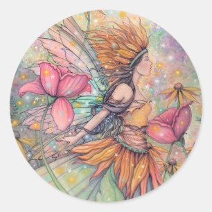 Summer Queen Fairy Fantasy Art Classic Round Sticker