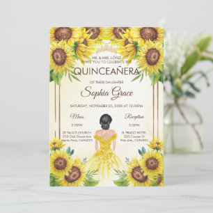 Summer Quinceanera Garden Sunflowers Birthday Invitation