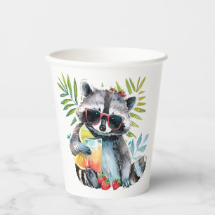 Summer racoon in sunglasses beach chillout paper cups