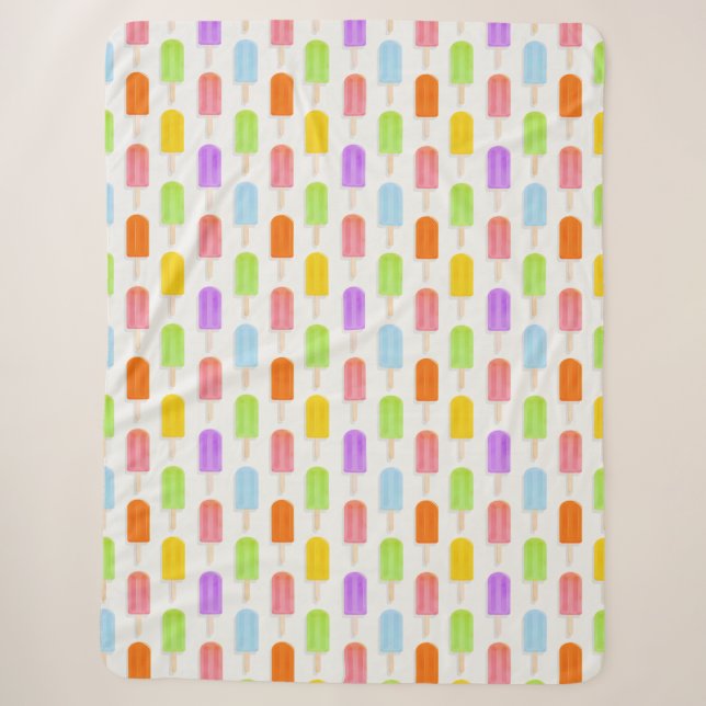Summer Rainbow Popsicles Pattern Sherpa Blanket (Front)