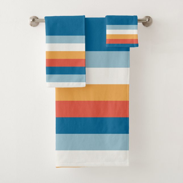 Summer Rainbow Stripes Bath Towel Set (Insitu)