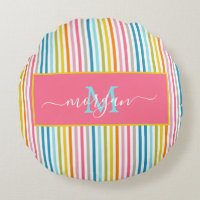 Summer Rainbow Stripes Monogram Script