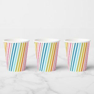 Summer Rainbow Stripes Paper Cups