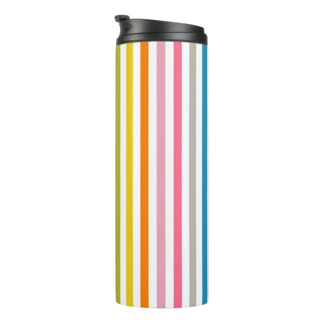 Summer Rainbow Stripes Thermal Tumbler (Rotated Right)