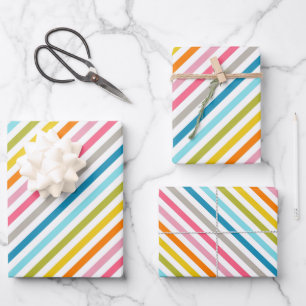 Summer Rainbow Stripes Wrapping Paper Sheet
