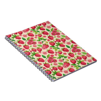 Summer Raspberry Garden Botanical Fruit Pattern Notebook