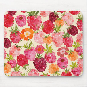 Summer Raspberry Watercolor Coquette Mouse Pad