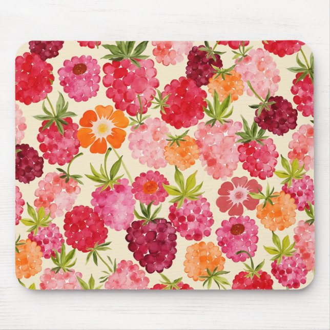 Summer Raspberry Watercolor Coquette Mouse Pad (Front)