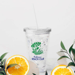 Summer Reading Green Red Beach Club Party Acrylic Tumbler