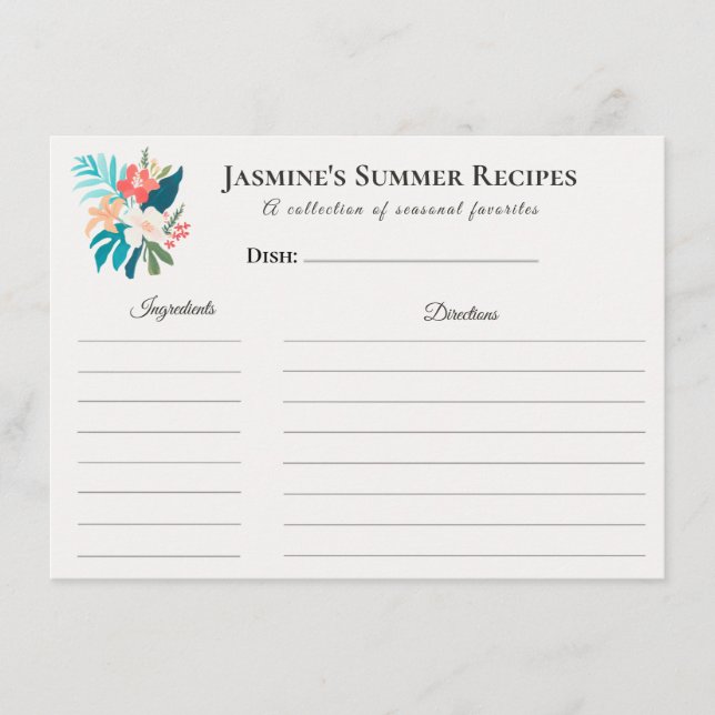 Summer Recipe Card | Citrus & Floral Kitchen (Front)