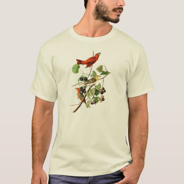 Summer Red Bird John James Audubon Birds America T-Shirt (Front)