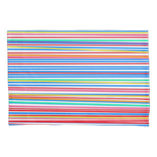 Summer Red Blue Yellow Green Horizontal Stripes Pillowcase