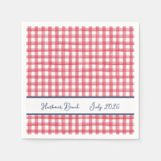 Summer Red Gingham, Chequered July 4th Napkin