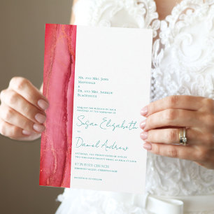 Summer Red Green Wedding Invitation
