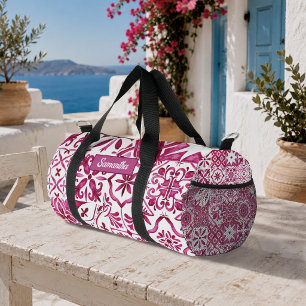 Summer Red Majolica Sicilian Mediterranean Duffle Bag