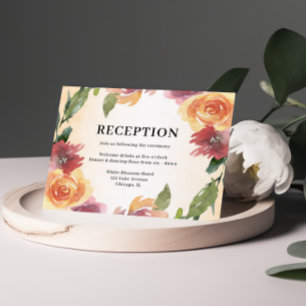 Summer Red Orange Floral Reception Enclosure Card