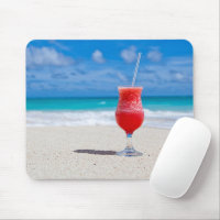 Summer Red Strawberry Margarita On Tropical Beach