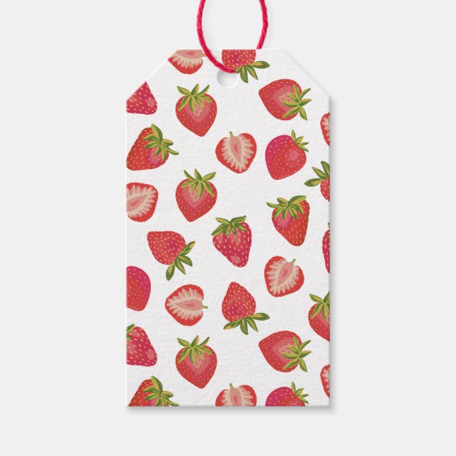 Summer Red Strawberry Pattern Gift Tags (Front)