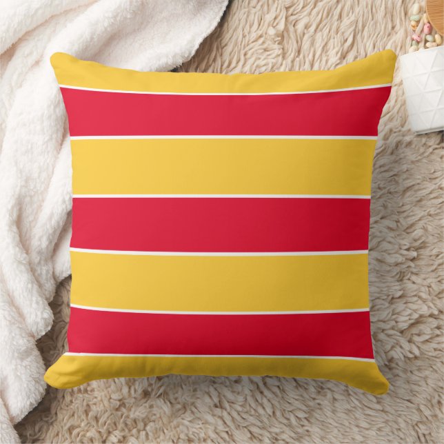 Summer Red Stripes on Sunset Yellow Cushion (Blanket)