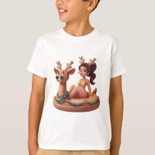 Summer Reindeer Holiday Fun Pool Party Design T-Shirt