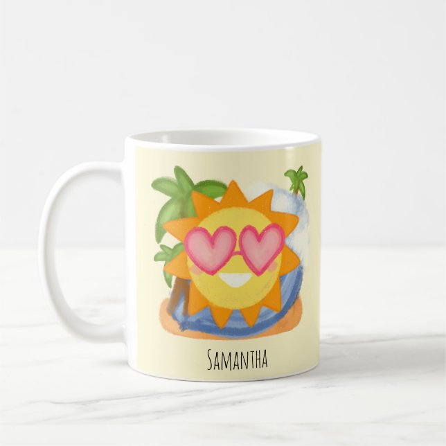 Summer Relaxing Vacation Sun Coffee Mug (Left)