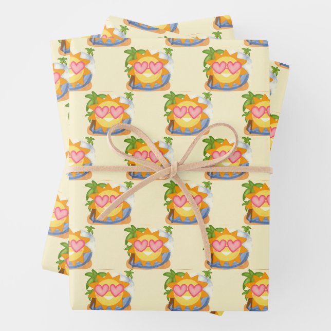 Summer Relaxing Vacation Sun Wrapping Paper Sheet (In situ)