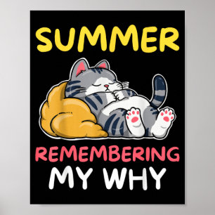 Summer Remembering Why Sleeping Cat Summer Break Poster