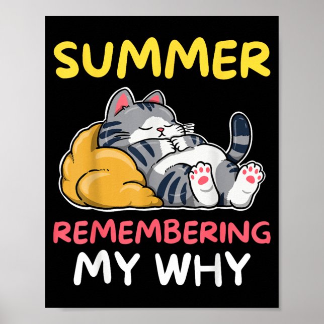 Summer Remembering Why Sleeping Cat Summer Break Poster (Front)