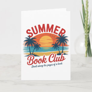 Summer Retro Book Club Funny Beach Vacation 1 Card