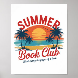 Summer Retro Book Club Funny Beach Vacation 1 Poster