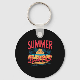 Summer Retro Book Club Funny Beach Vacation Key Ring