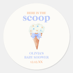 Summer Retro Bow Star Ice Cream Baby Shower Classic Round Sticker