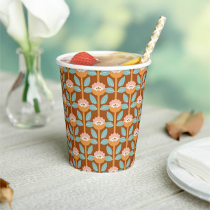 Summer Retro Flower Pattern Paper Cups