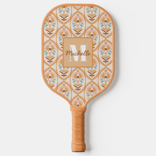Summer Retro Garden Monogram Pickleball Paddle