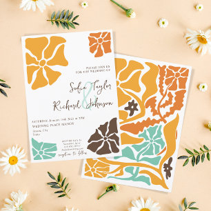 Summer Retro Groovy Colourful Floral Daisy Hippie Invitation