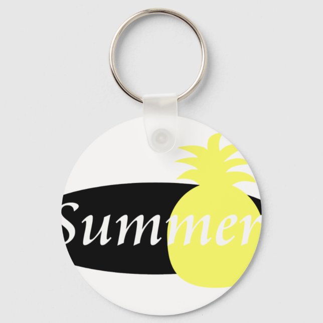 Summer Retro Pineapple Design Key Ring (Front)