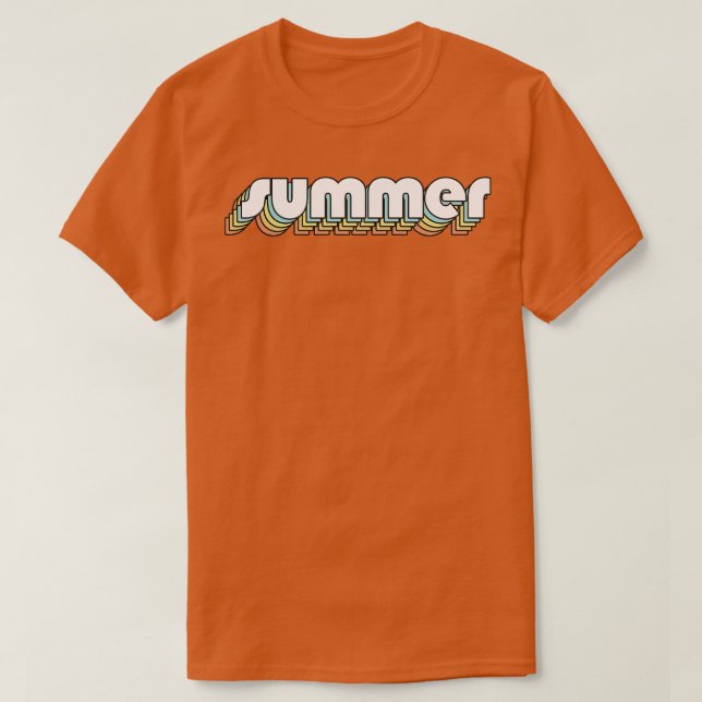 Summer Retro Rainbow Typography Faded Style T-Shirt (Design Front)