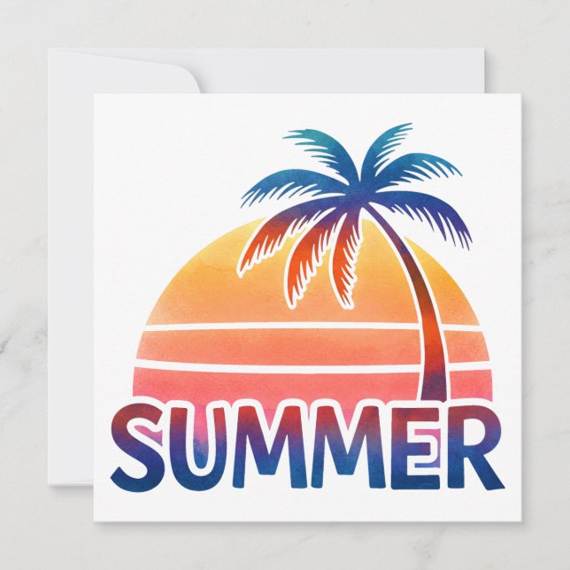 Summer retro sunset palm tree card (Front)