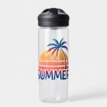 Summer retro sunset palm tree