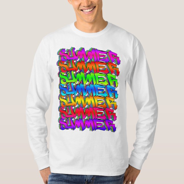SUMMER-Retro Vintage Graffiti Colourful Summer T-Shirt (Front)
