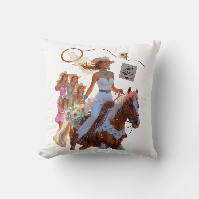 Summer Ride to Forever – Cowgirl Wedding Bliss Cushion (Front)