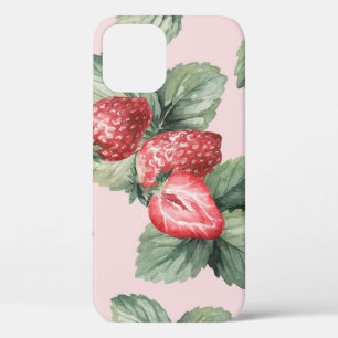 Summer Ripe Strawberries: Watercolor Pink iPhone 12 Case