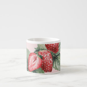 Summer Ripe Strawberries: Watercolor Pink Espresso Cup